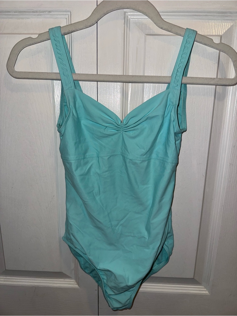 Aqua Blue Ruched Bust One-Piece Bodysuit